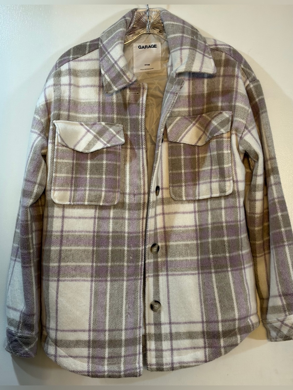 Garage Plaid Quilted Shacket Womens Size XS